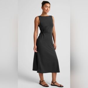 NWT Beyond Yoga Rotational Side Twist Black Midi Dress Womens Small